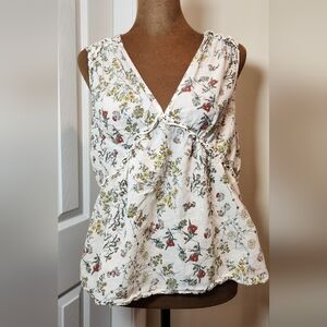 Max Studio Boho Cream and Floral Sleeveless Top